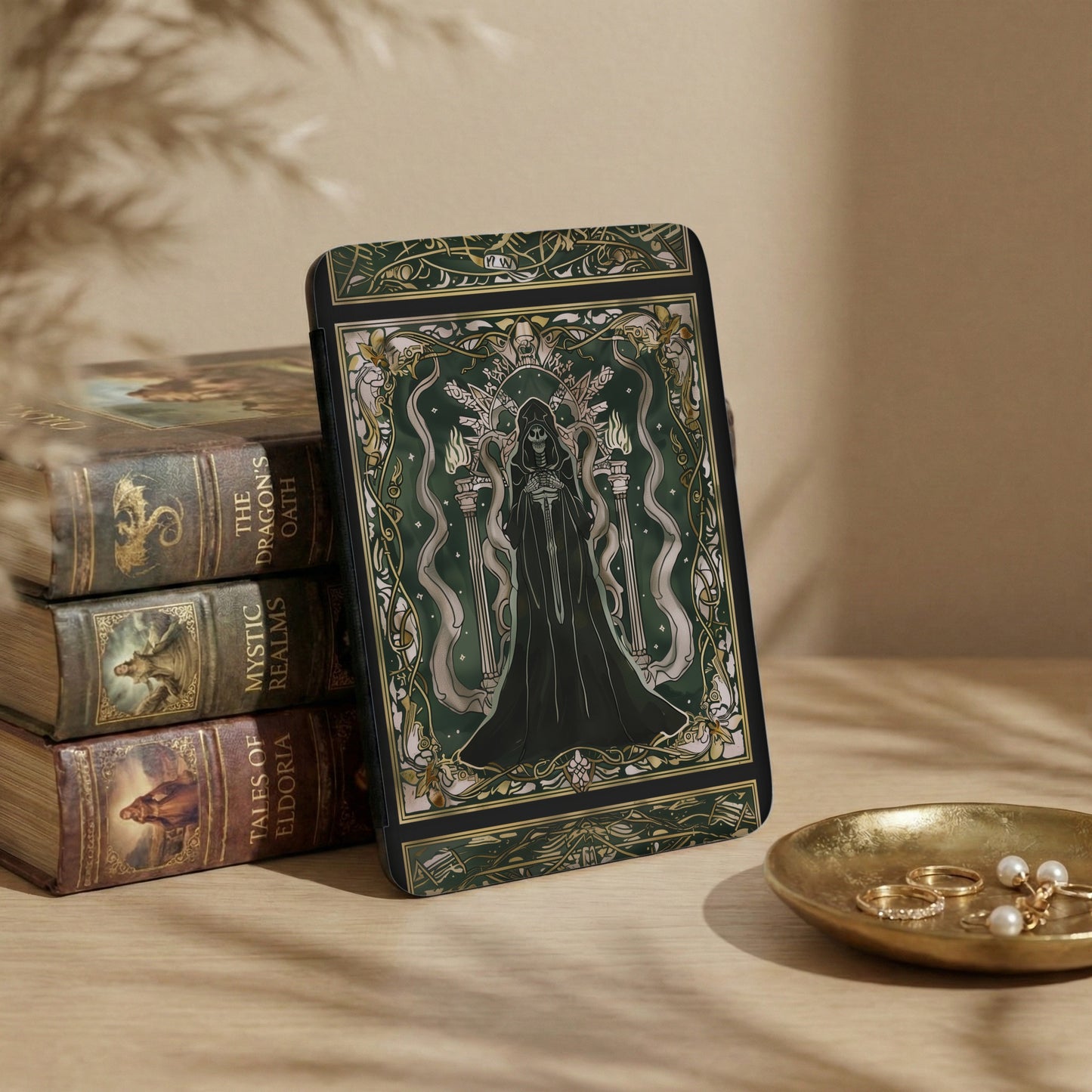 Grim Reaper of Mystic Realms Green Gold Ornate Case
