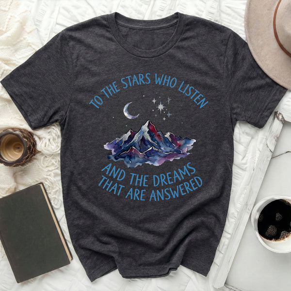 Mountain Moon Stars Tee in Dark Grey Heather