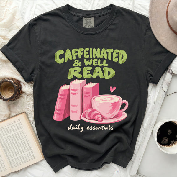 Caffeinated Well Read Tee in Black