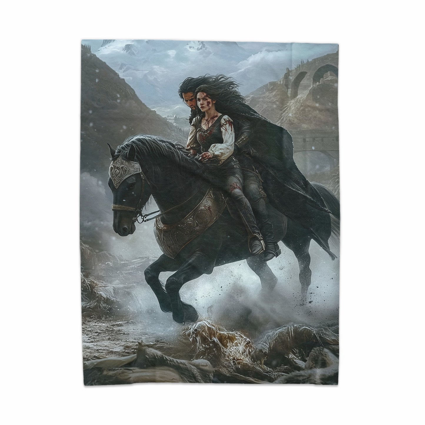 Adventurous Fantasy Horseback Ride Print Blanket
