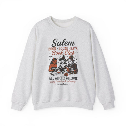 Salem Book Booze Bats Book Club Graphic Print Sweatshirt - MagicMerchEmporium