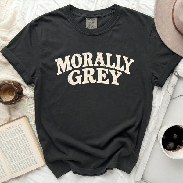 Vintage Morally Grey Tee in Black