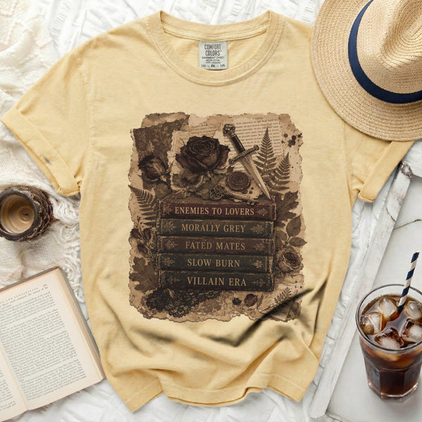 Dark Romance Tropes Tee in Butter