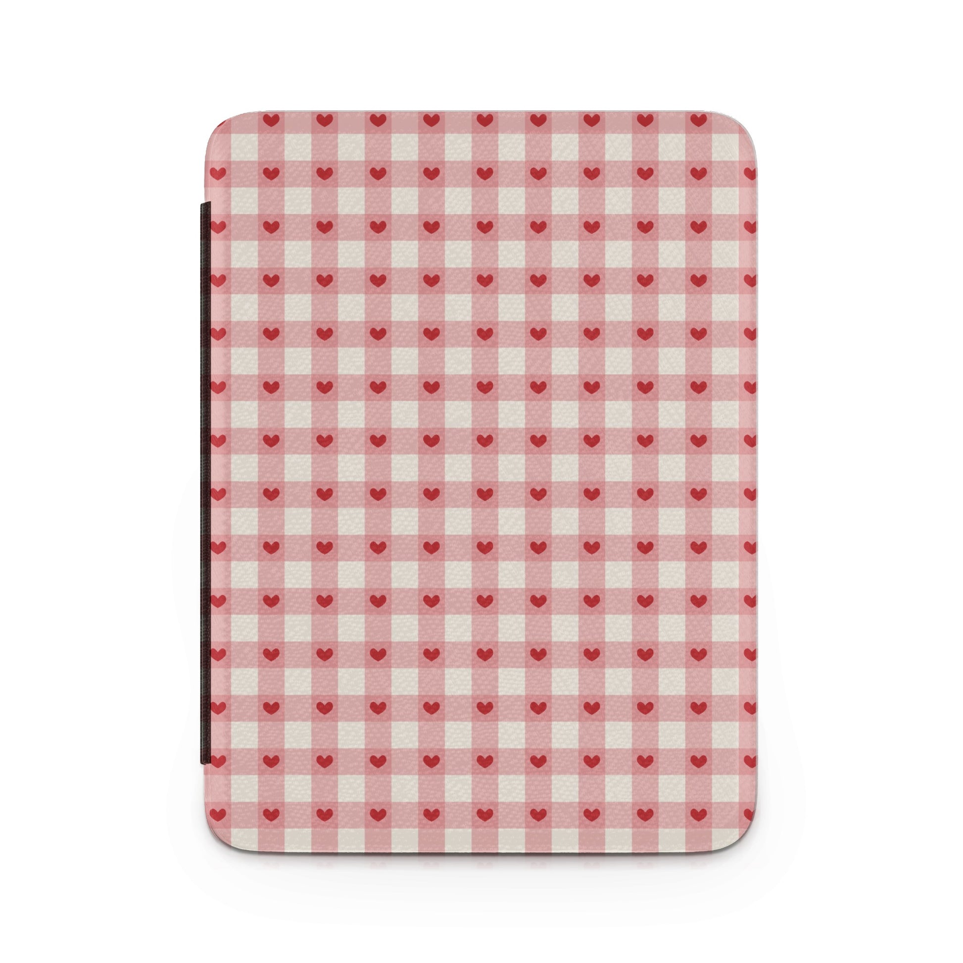 Red Hearts on Pink Gingham Pattern Notebook Cover