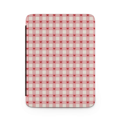Red Hearts on Pink Gingham Pattern Notebook Cover