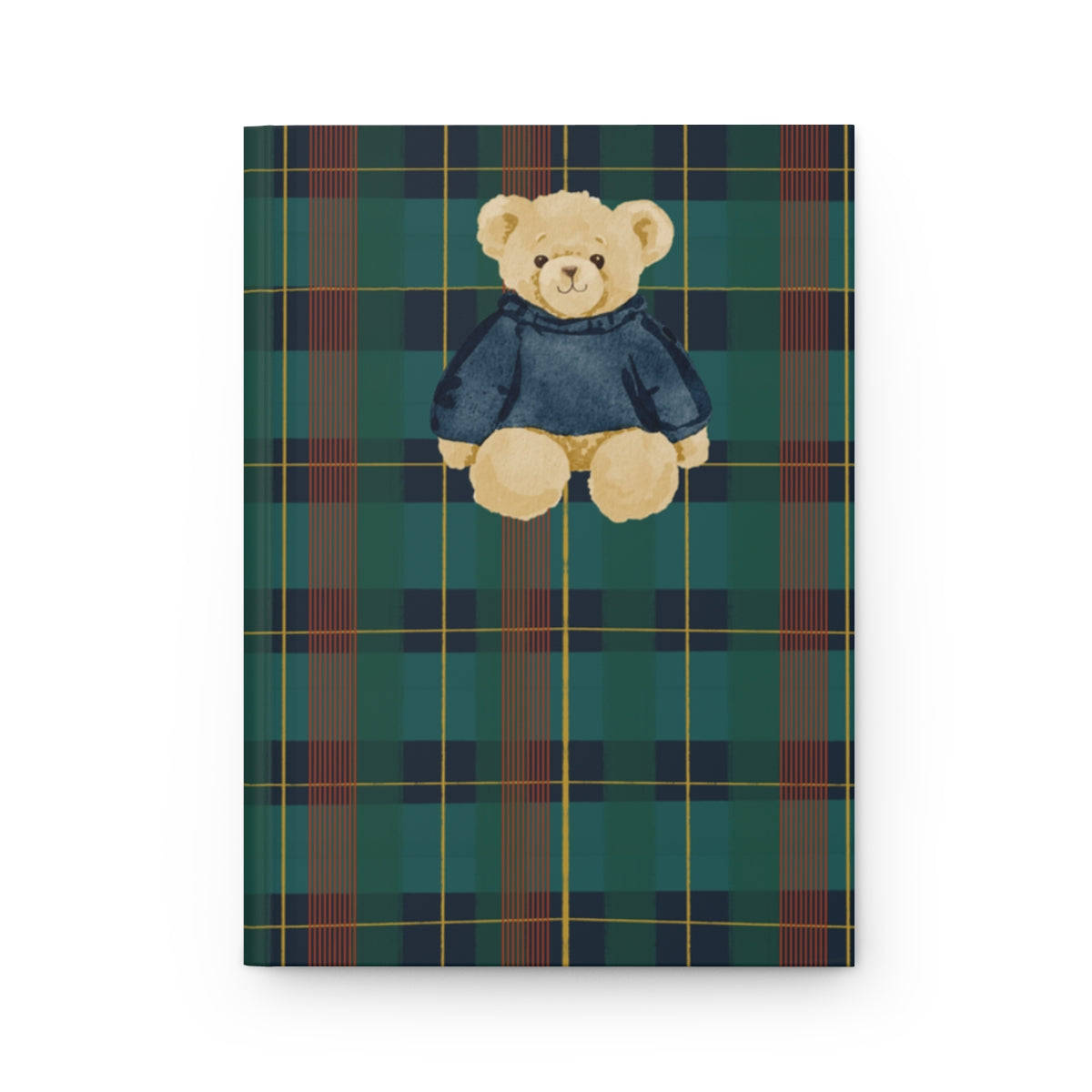 Cute Teddy Bear with Plaid Background Notebook