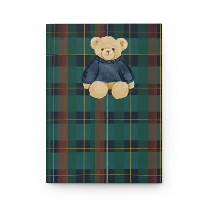 Cute Teddy Bear with Plaid Background Notebook