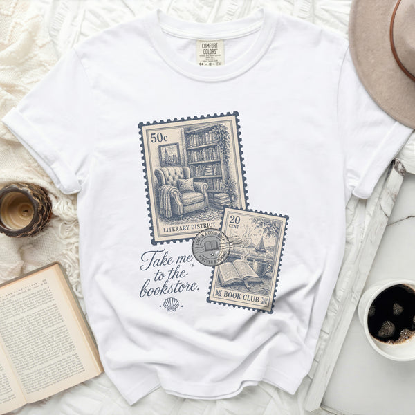 Literary District Stamp Tee in White