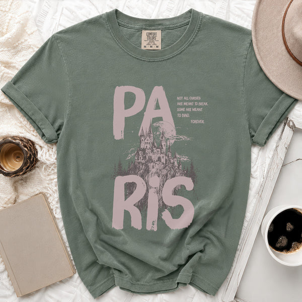 Gothic Paris Castle Tee in Moss