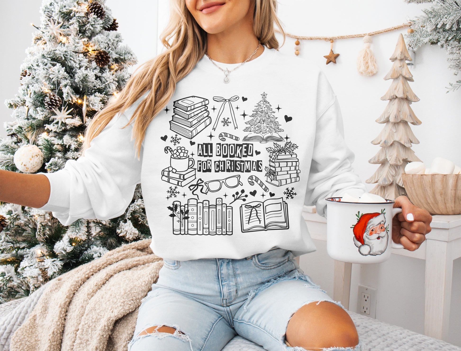 All Booked for Christmas Graphic Sweatshirt