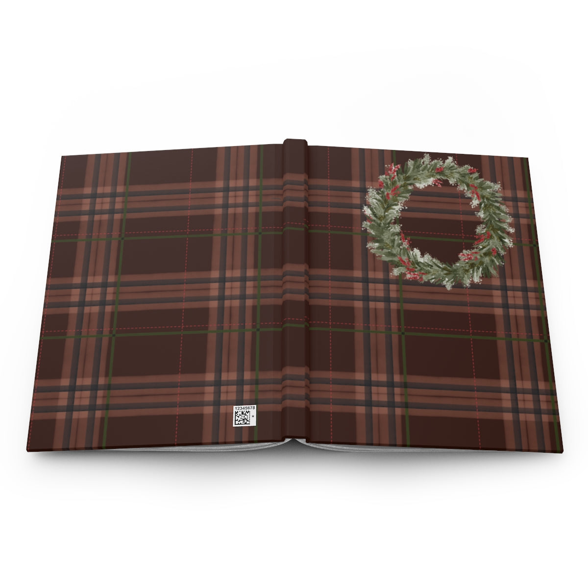 Festive Plaid Wreath Hardcover Journal for Christmas