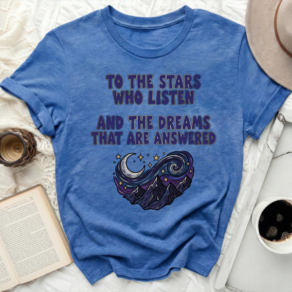 ACOTAR Swirling Dreams Mountain Tee in Heather True Royal