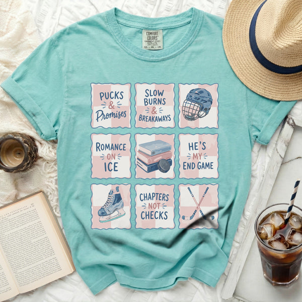 Pucks & Promises Bookish Tee in Island Reef