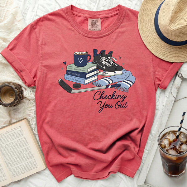 Checking You Out Hockey Fan Tee in Watermelon