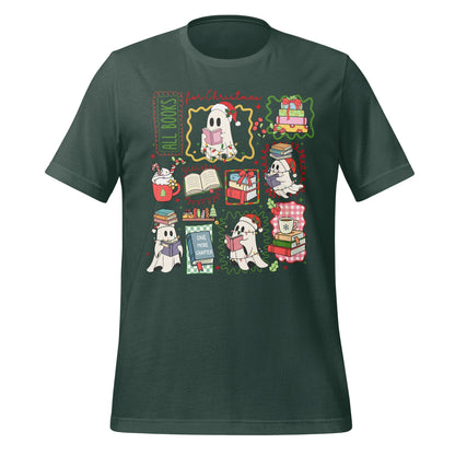 Festive Ghosts Christmas Reading Graphic T-Shirt