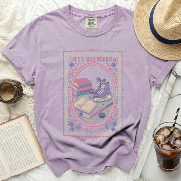Love Stories & Power Plays Hockey Tee in Orchid