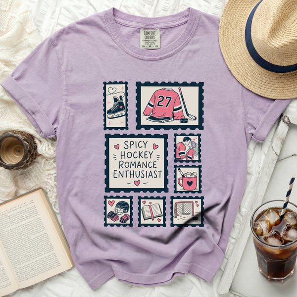 Spicy Hockey Romance Enthusiast Tee in Orchid