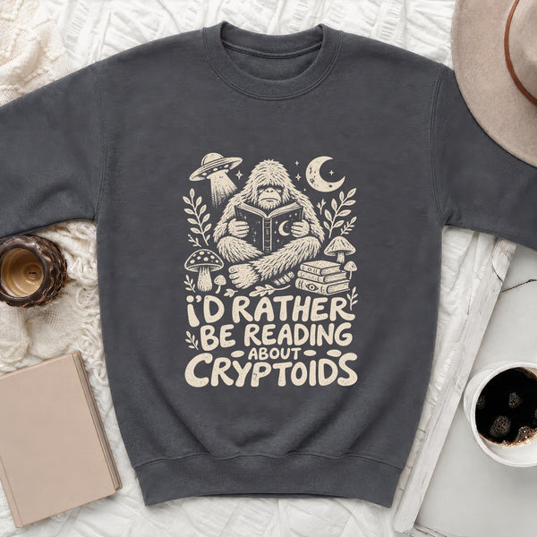 I'd Rather Read Cryptids Sweatshirt in Dark Heather