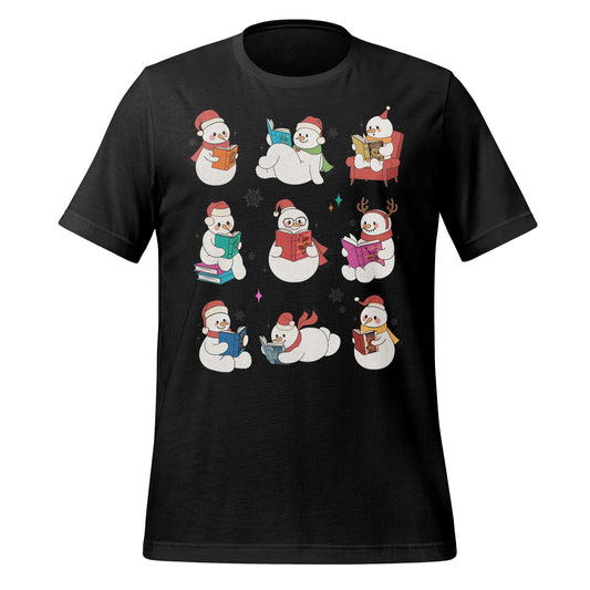 Adorable Snowmen Reading Books Festive T-Shirt
