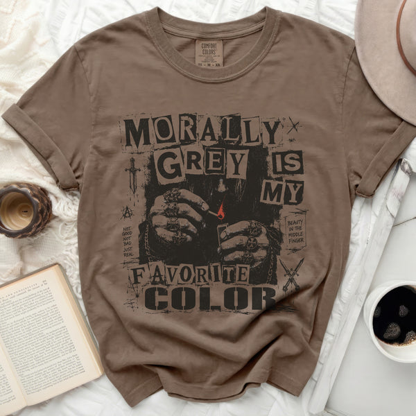 Morally Grey Aesthetic Tee in Espresso