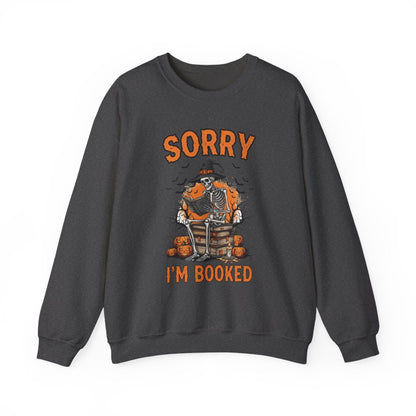 Sorry I am Booked Halloween Skeleton Reading Sweatshirt - MagicMerchEmporium