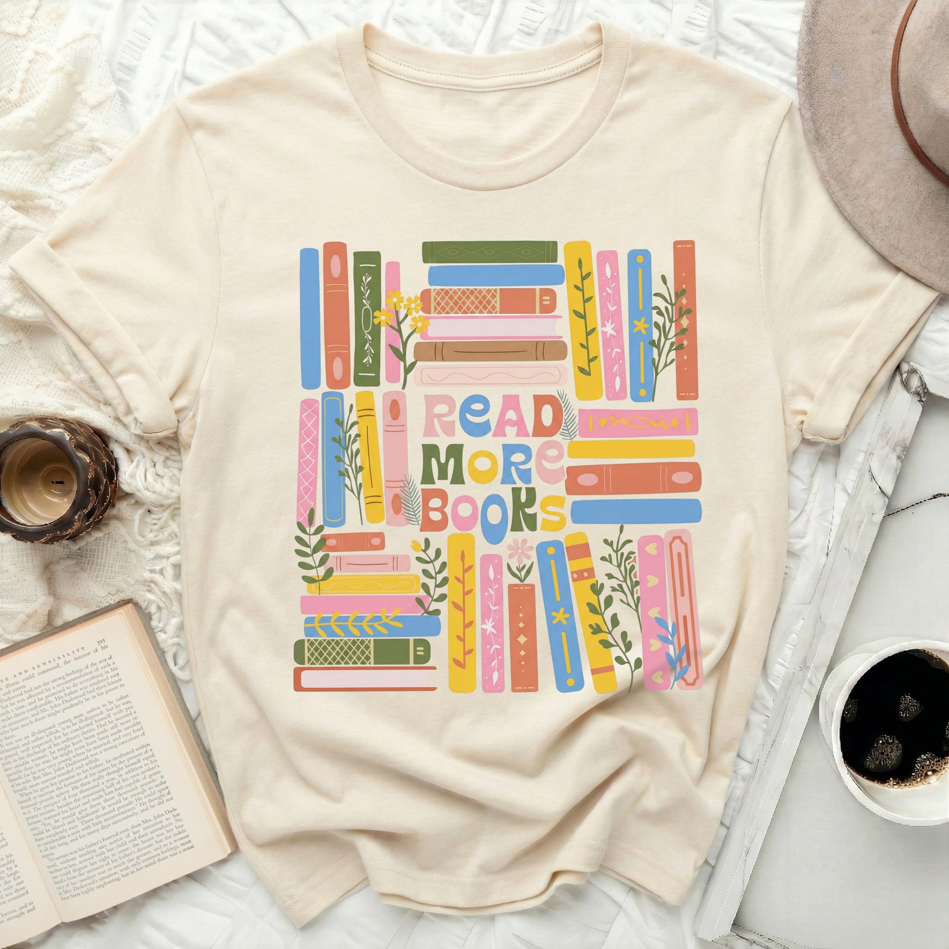 Vibrant Read More Books Graphic Tee for Book Lovers