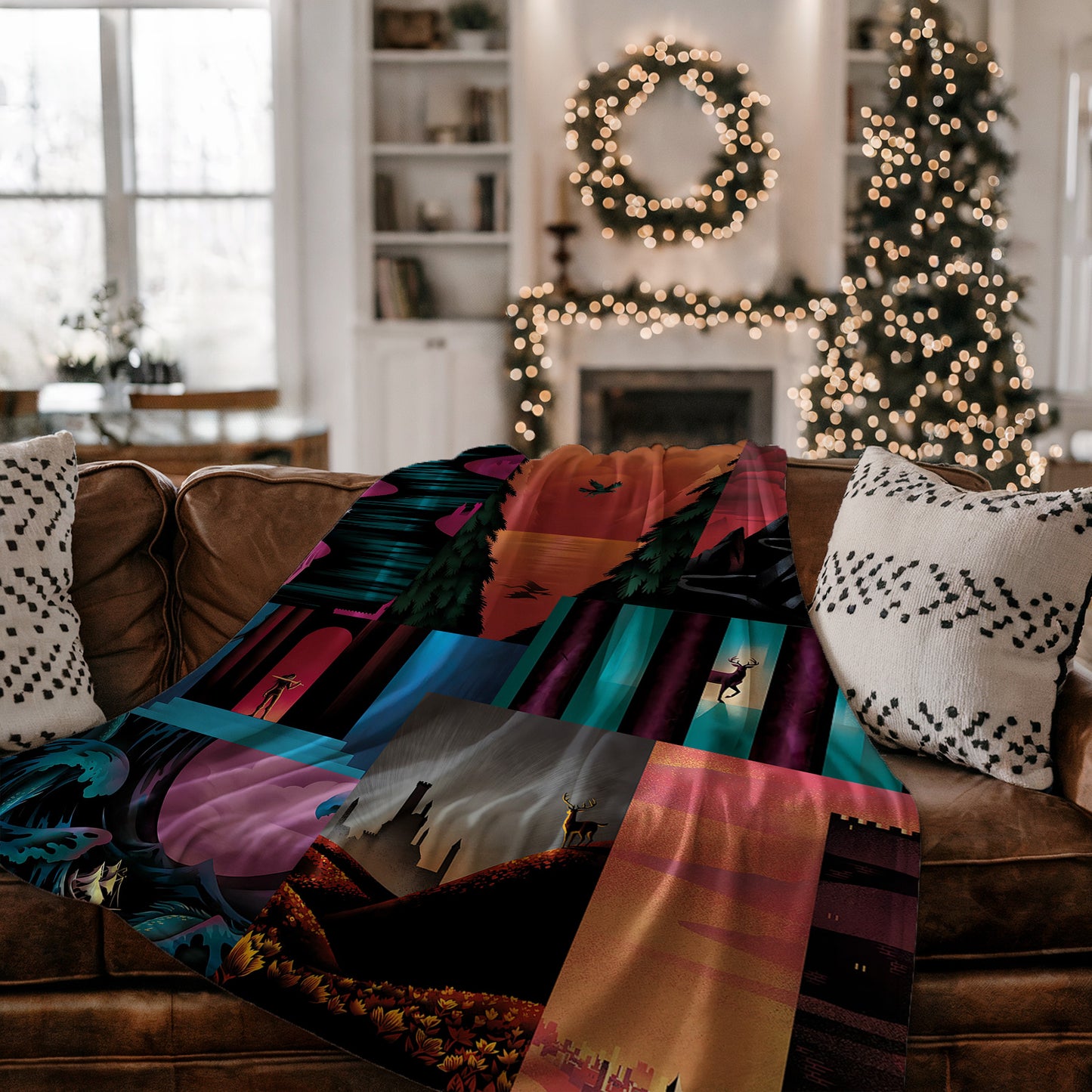 Cozy Colorful Patchwork Throw Blanket for Home Decor