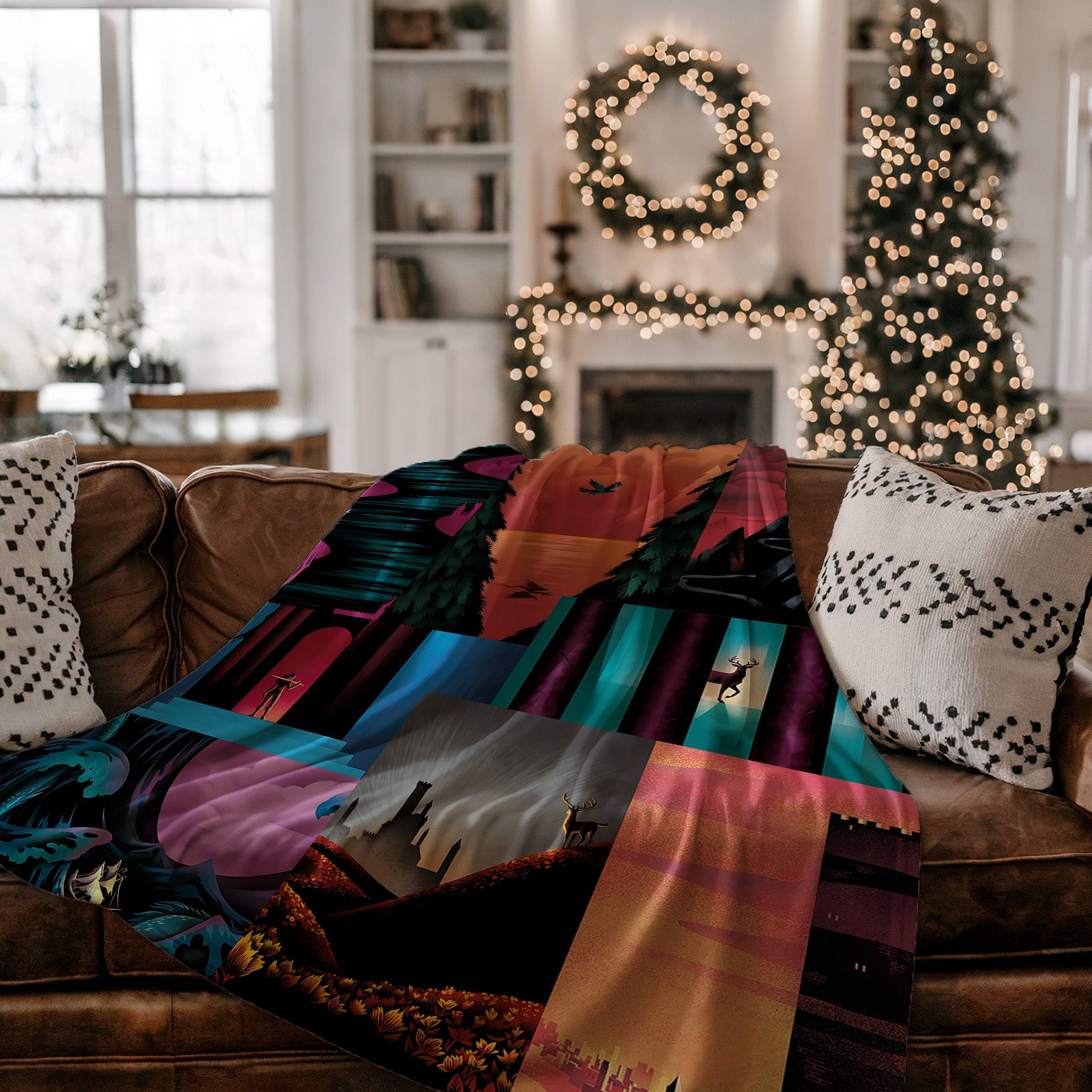 Cozy Colorful Patchwork Throw Blanket for Home Decor