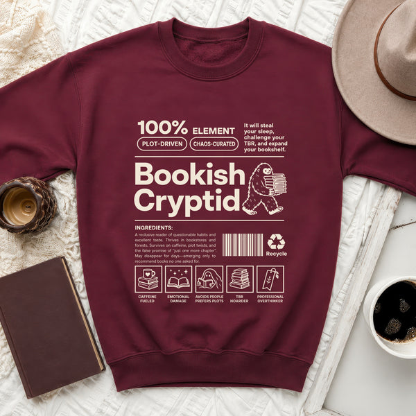 Bookish Cryptid Plot Driven Sweatshirt in Maroon
