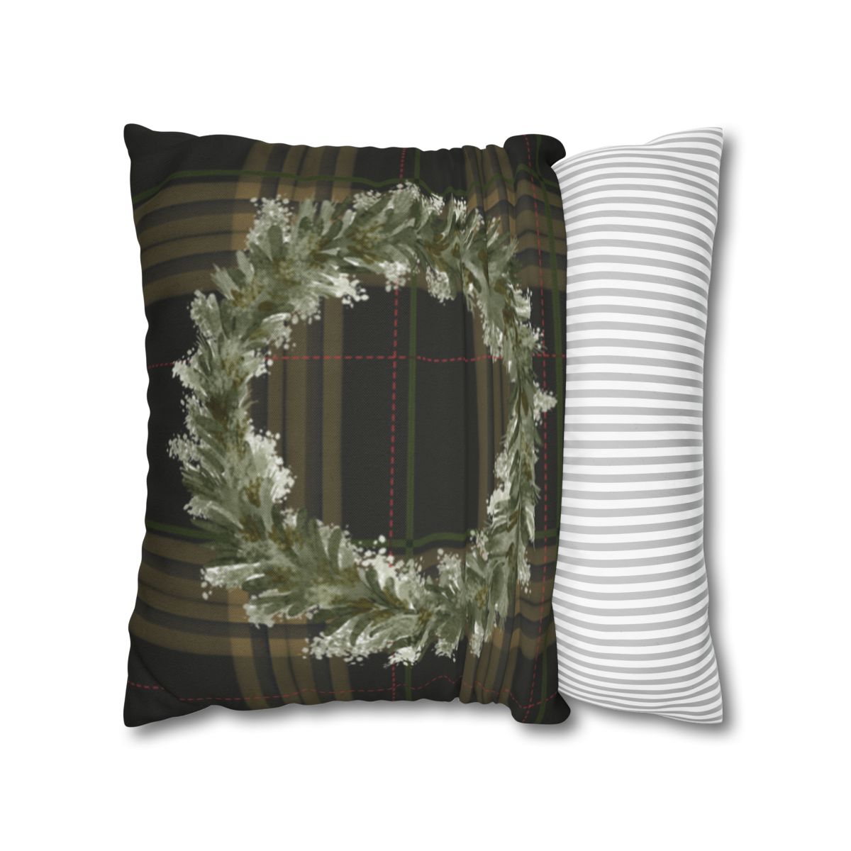 Decorative Plaid Wreath Accent Pillow for Home Decor