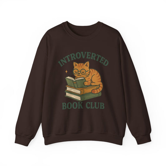 Introverted Book Club Cat Sweatshirt - MagicMerchEmporium