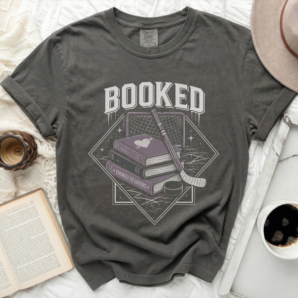 Booked Hockey Romance Literary Escape Tee in Pepper