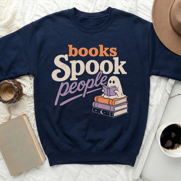 Spooky Books Vintage Pastel Sweatshirt in Navy