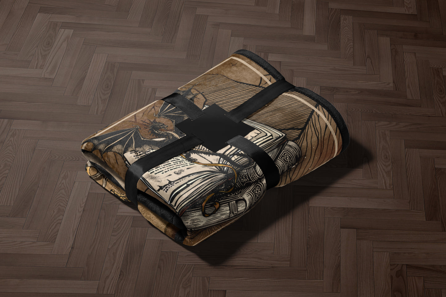 Dragon and Books Illustrated Blanket for Cozy Nights