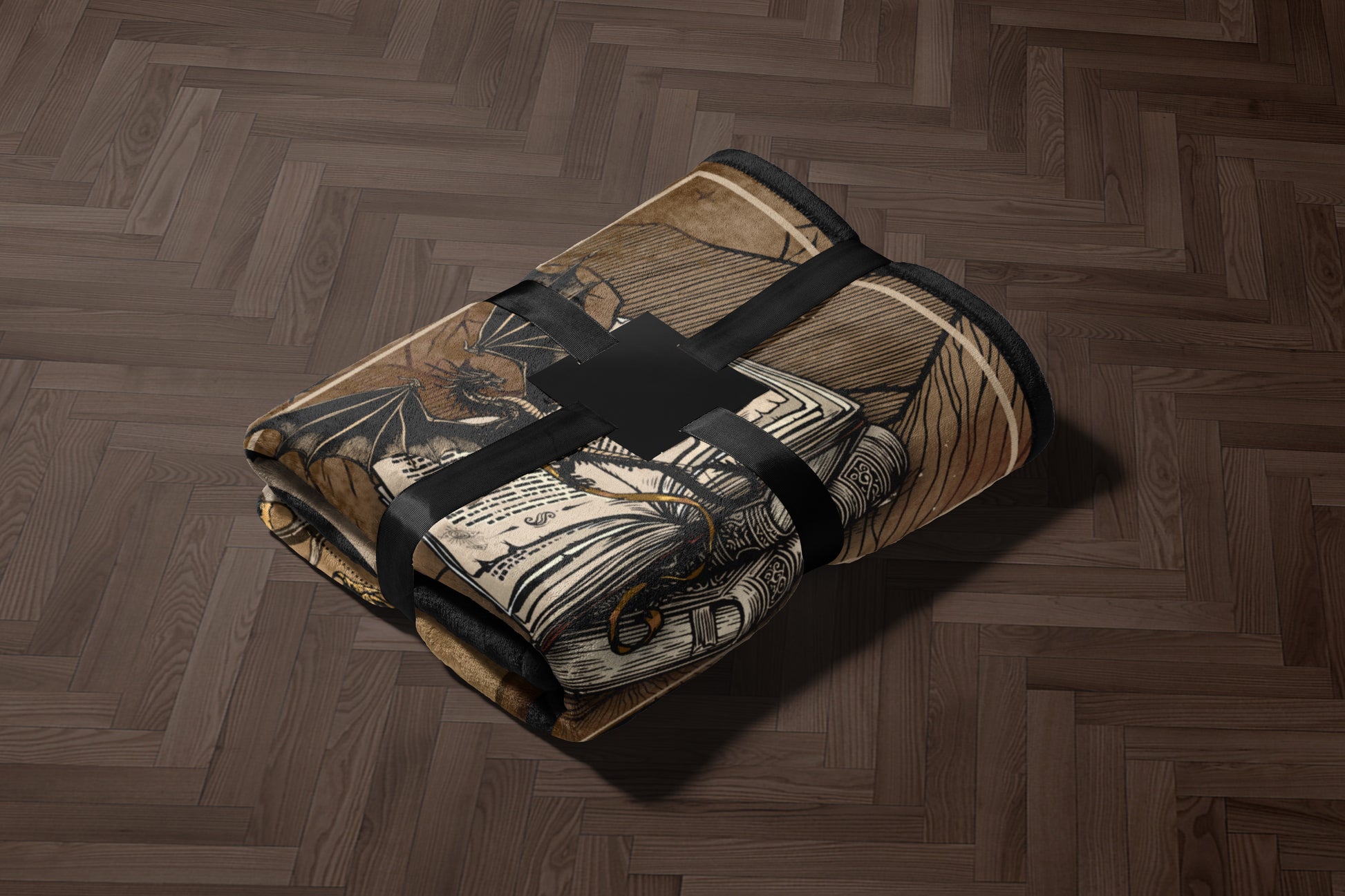 Dragon and Books Illustrated Blanket for Cozy Nights