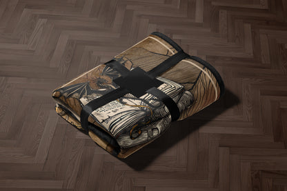 Dragon and Books Illustrated Blanket for Cozy Nights