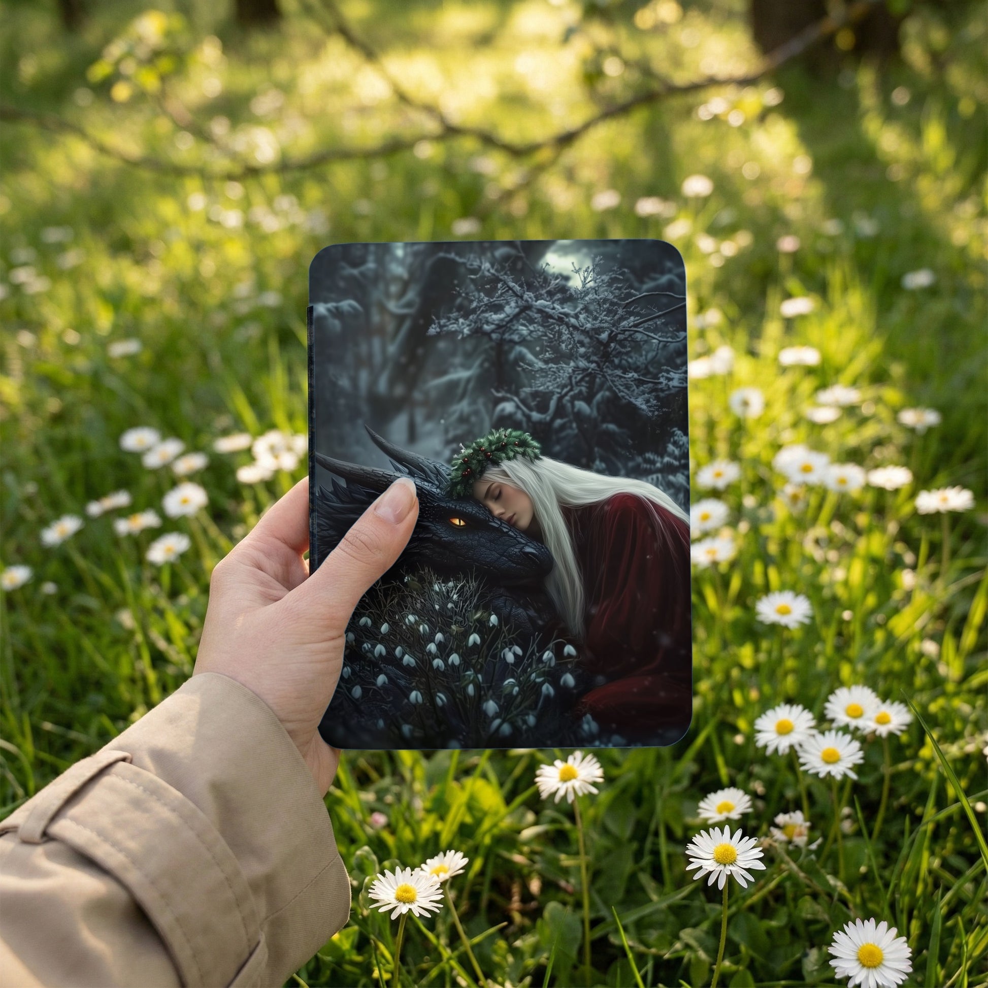 White Haired Woman Dragon Fantasy Winter Art product type