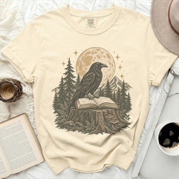 Mystic Raven Book Tee in Ivory