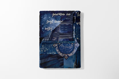 Cozy Blue Space Theme with Stars and Nebula Blanket