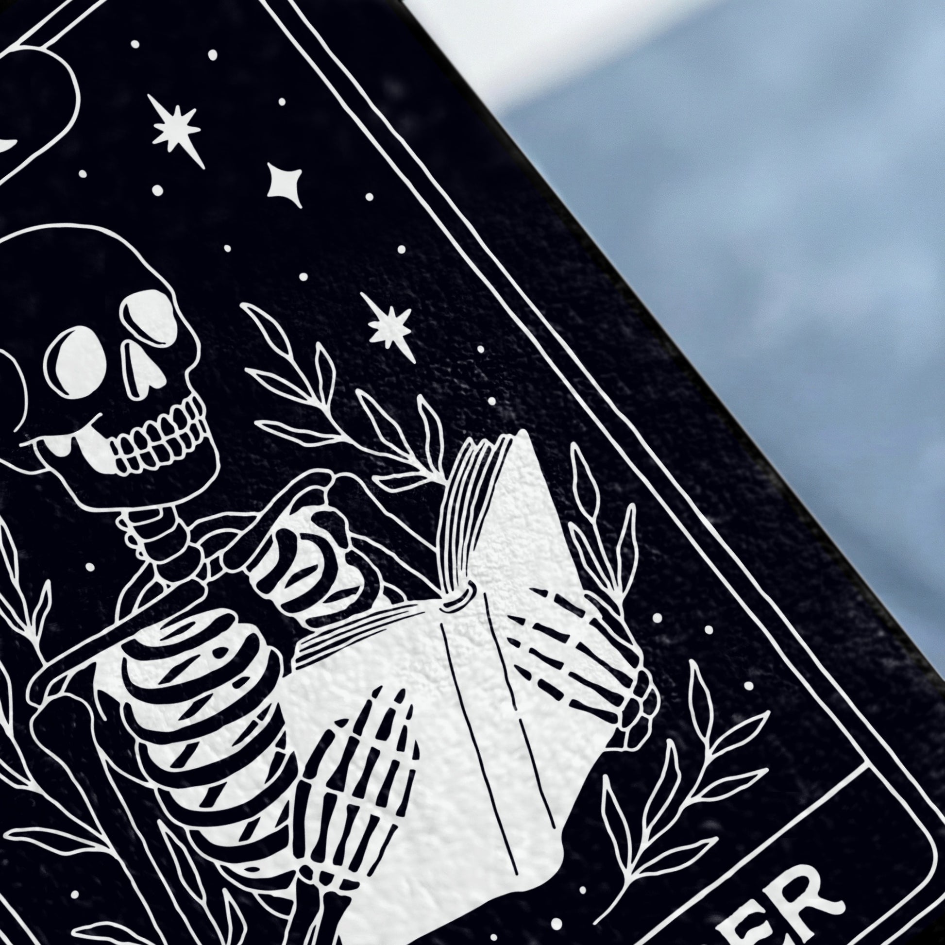 Skeleton reading book stars celestial cosmic design product type