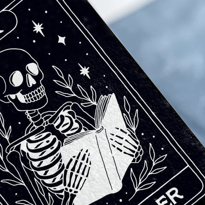 Skeleton reading book stars celestial cosmic design product type