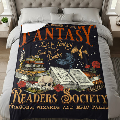 Fantasy Readers Society Lost in Books Blanket