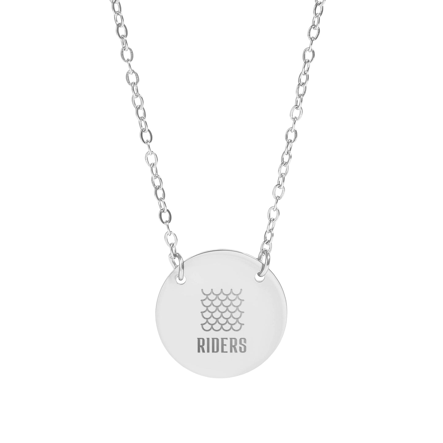 Riders Engraved Circle Shaped Pendant Necklace