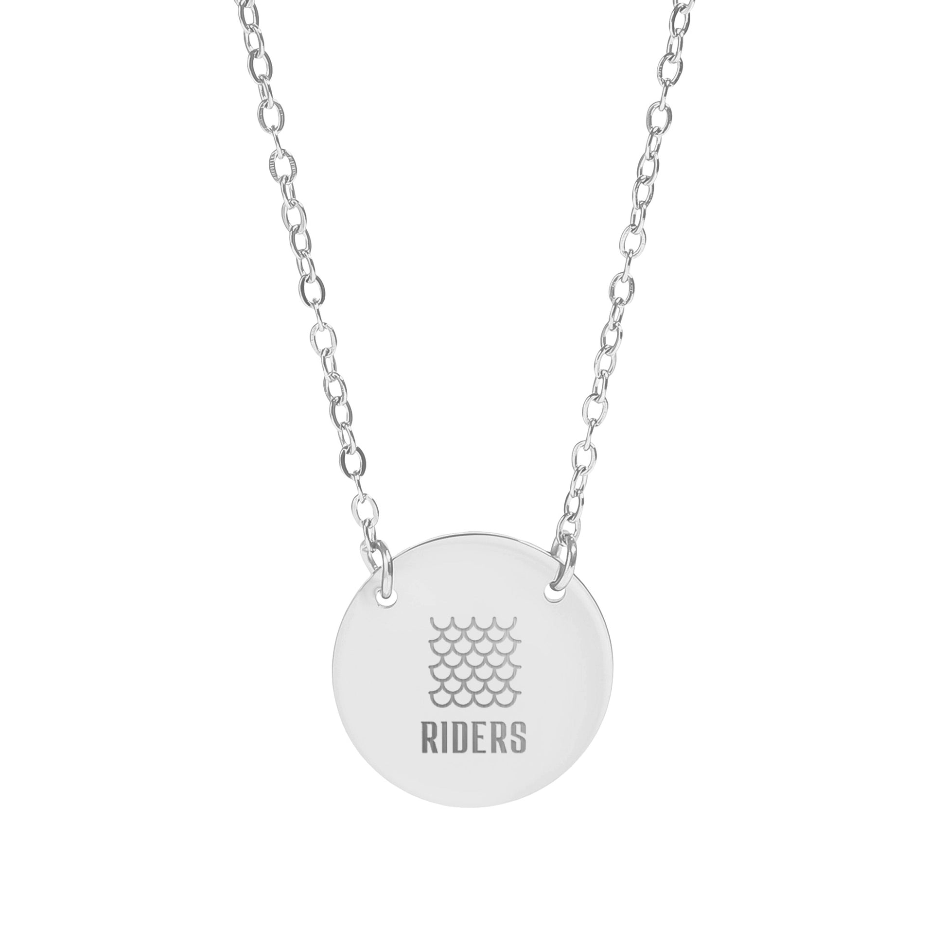 Riders Engraved Circle Shaped Pendant Necklace
