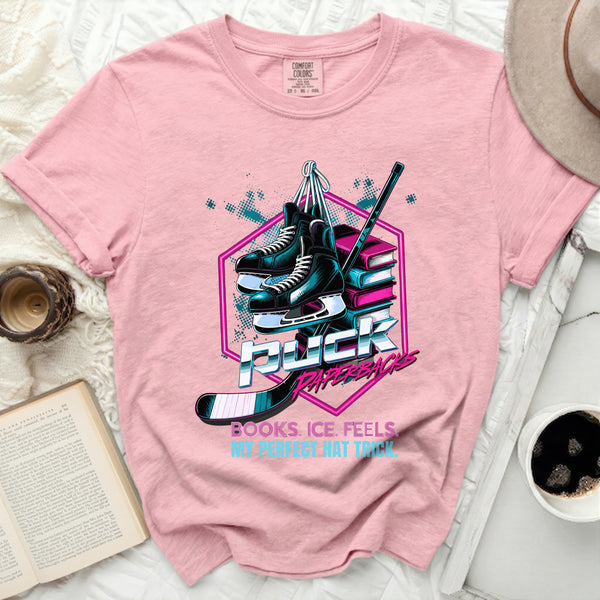 Puck Paperbacks Hockey Reader Tee in Blossom