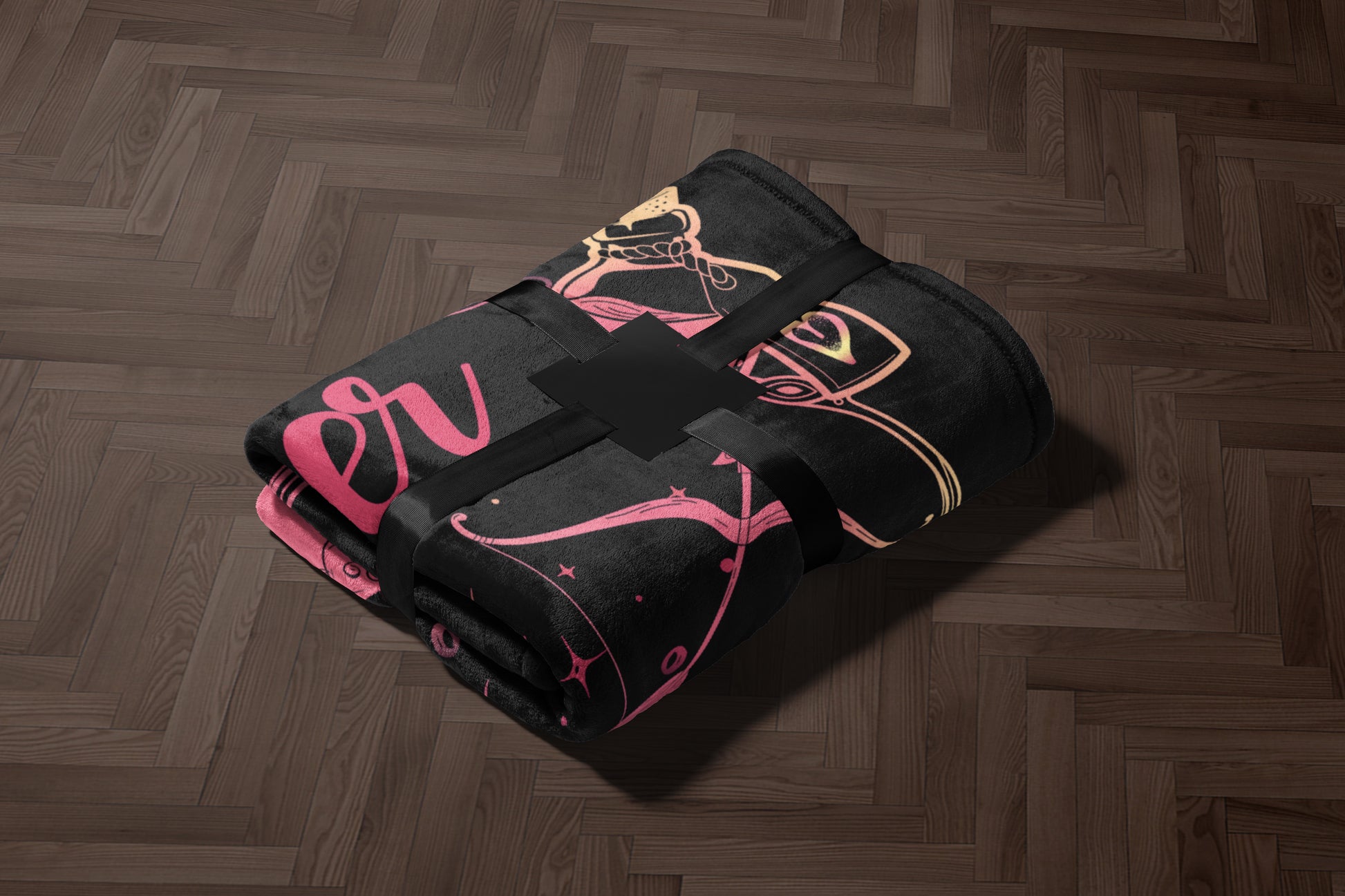 Cozy Luxurious Black and Pink Blanket Product