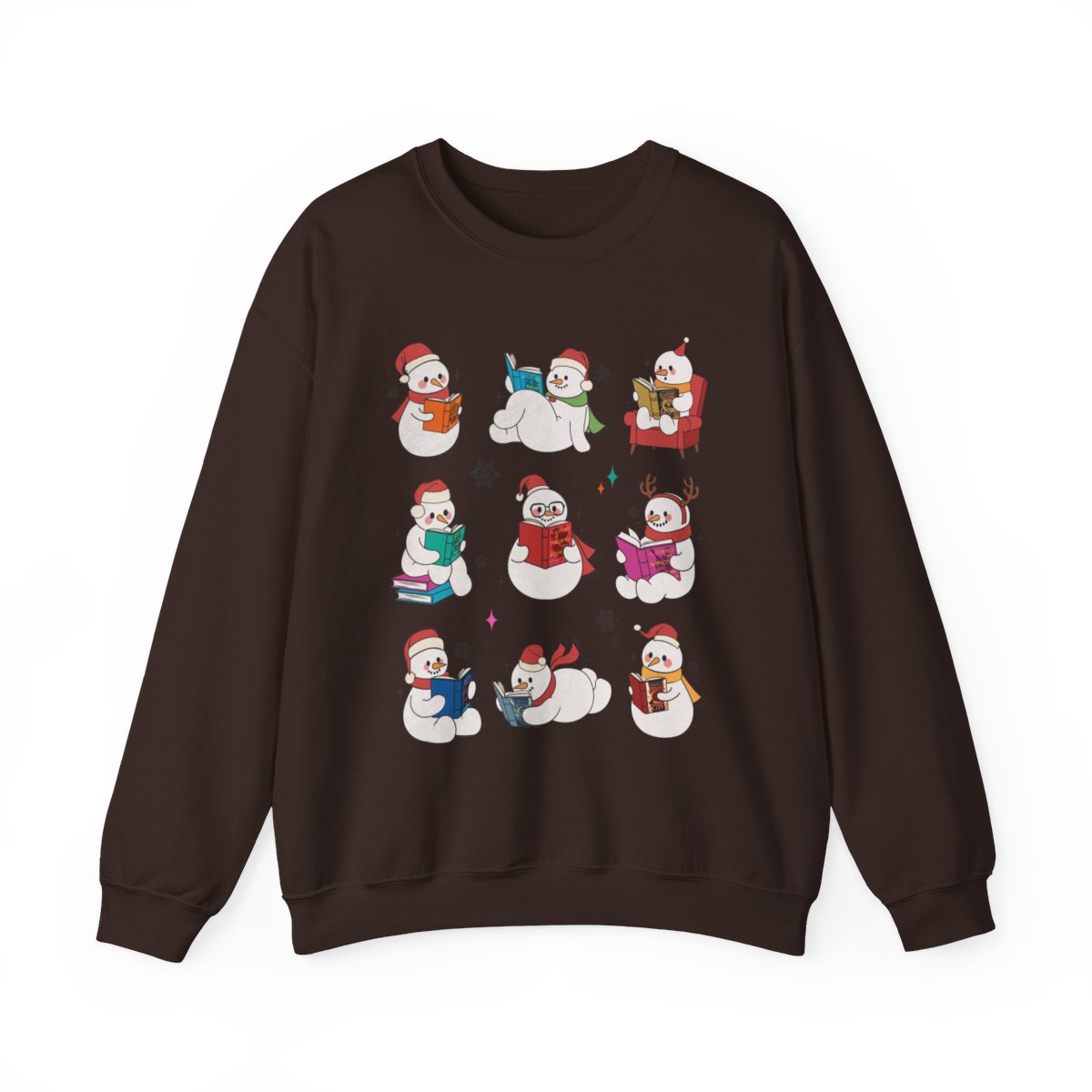 Cute Snowmen Reading Books Dark Pullover Sweater