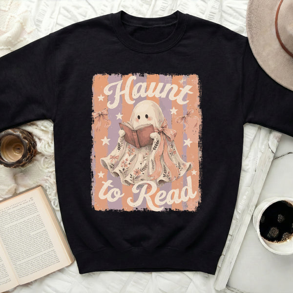 Vintage Ghost Haunt to Read Sweatshirt in Black