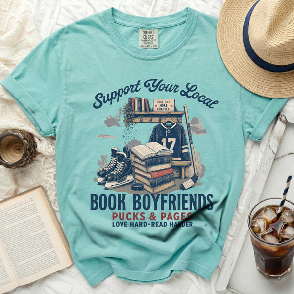 Local Book Boyfriends & Pucks Tee in Island Reef
