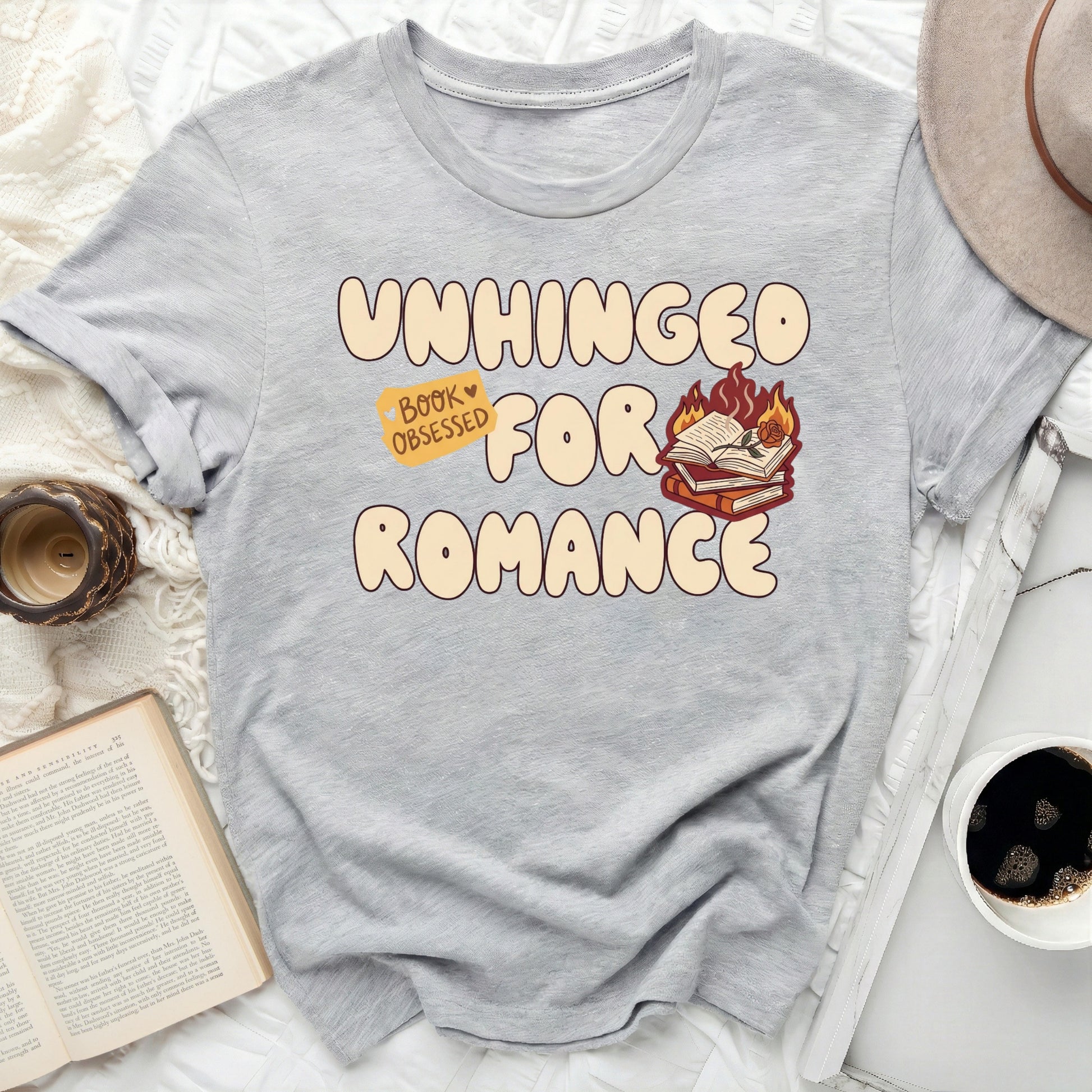 Unhinged For Romance Book Obsessed Reading T-shirt